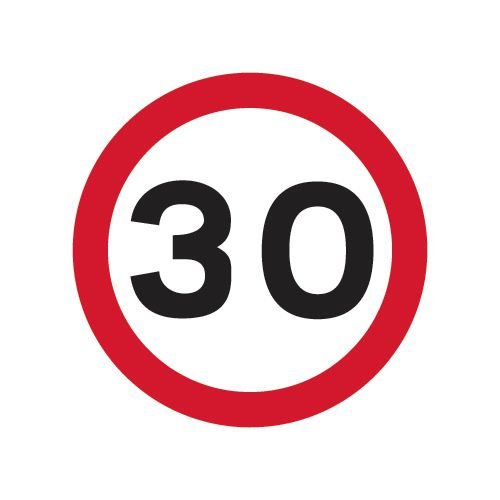600mm Dia. Dibond 30Mph Road Sign (With Channel)