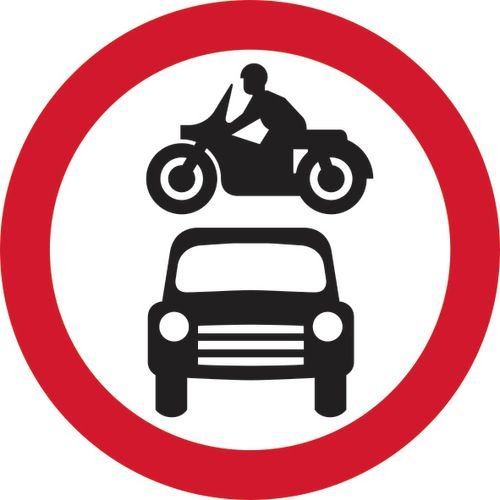 600mm Dia. Dibond 'Motor Vehicles Prohibited' Road Sign (With Channel)