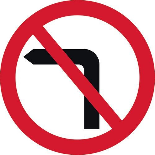 600mm Dia. Dibond 'No Left Turn' Road Sign (With Channel)