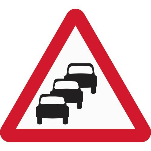 600mm Tri. Dibond 'Queues Likely Ahead' Road Sign (With Channel)