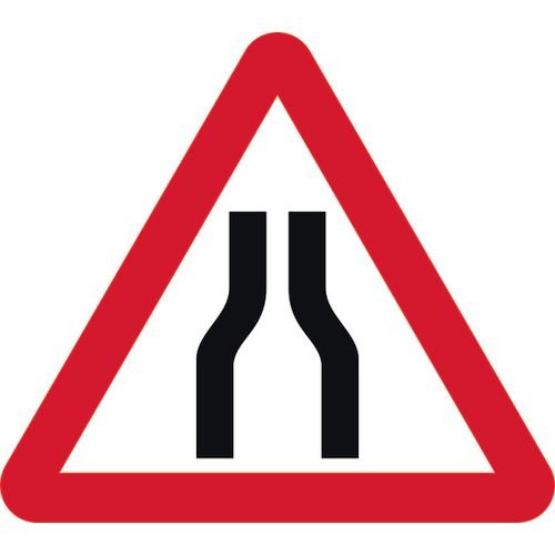 600mm Tri. Dibond 'Road Narrows Both Lanes' Road Sign (Without Channel)
