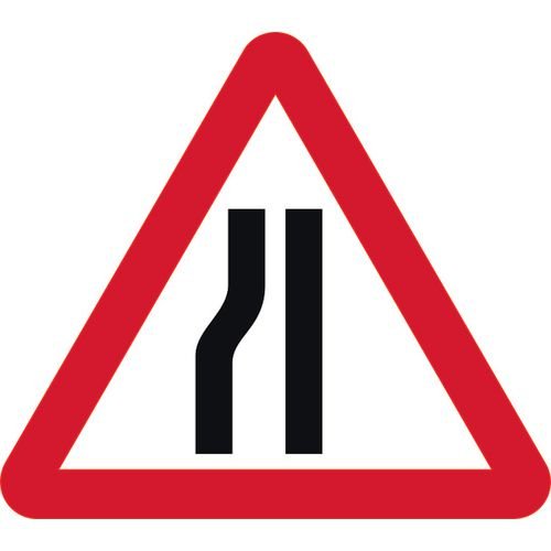 600mm Tri. Dibond 'Road Narrows Left' Road Sign (With Channel)