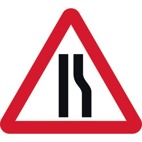 600mm Tri. Dibond 'Road Narrows Right' Road Sign (Without Channel)