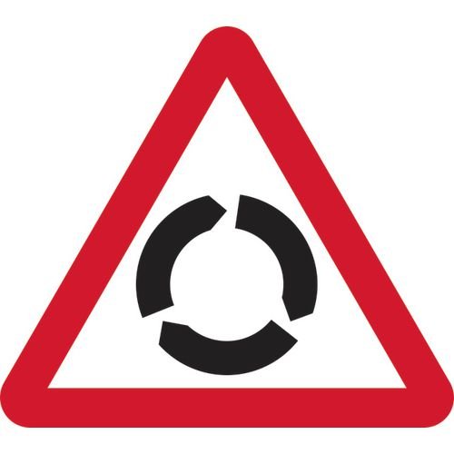 600mm Tri. Dibond 'Roundabout Ahead' Road Sign (Without Channel)