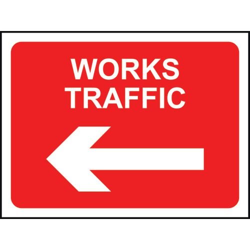 1050 X 750mm  Temporary Sign & Frame - Works Traffic (Arrow Left)