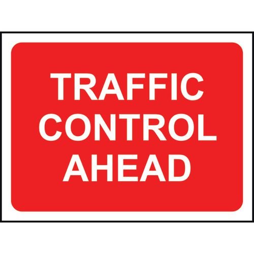 1050 X 750mm Temporary Sign & Frame - Traffic Control Ahead