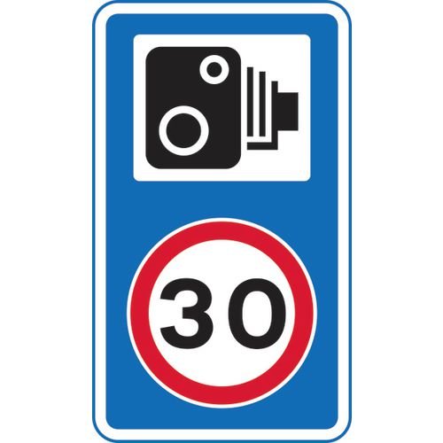 420 X 720mm Dibond '30Mph Speed Limit - Speed Camera Symbol' Road Sign (With Channel)