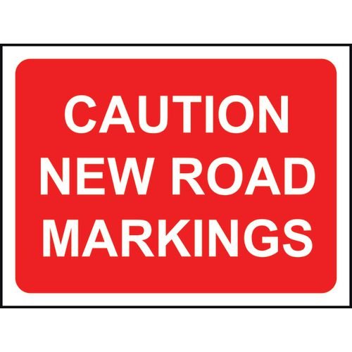 600 X 450mm  Temporary Sign & Frame - Caution New Road Markings
