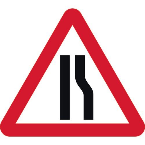 600mm Tri. Temporary Sign & Frame - Road Narrows Right