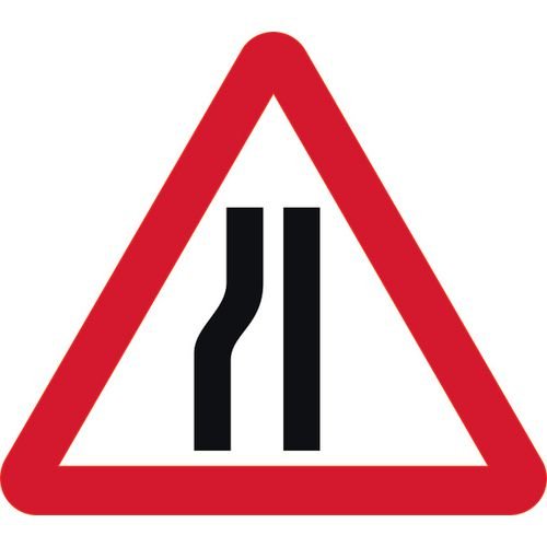 750mm Tri Temporary Sign - Road Narrows Left