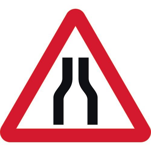 750mm Tri. Temporary Sign - Road Narrows Both Lanes