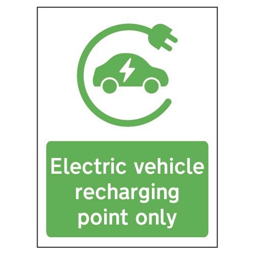 Electric Vehicle Recharging Point Only - 1.2mm Recyclable Pp (300 X 400mm)