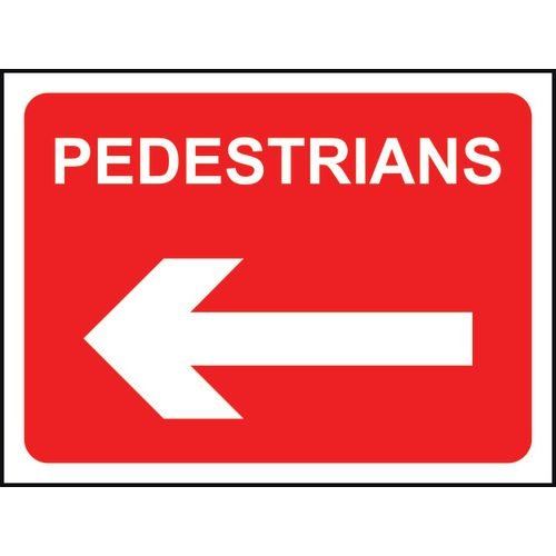 Pedestrians Arrow Left - Classic Roll Up Traffic Sign (600 X 450mm)