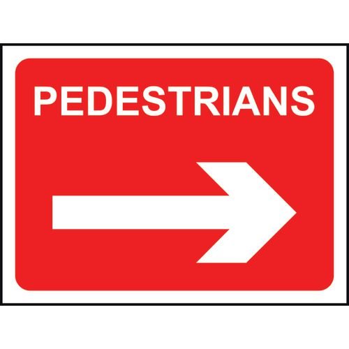 Pedestrians Arrow Right - Classic Roll Up Traffic Sign (600 X 450mm)