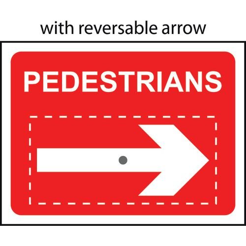 Pedestrians With Reversible Arrow - Classic Roll Up Traffic Sign (600 X 450mm)