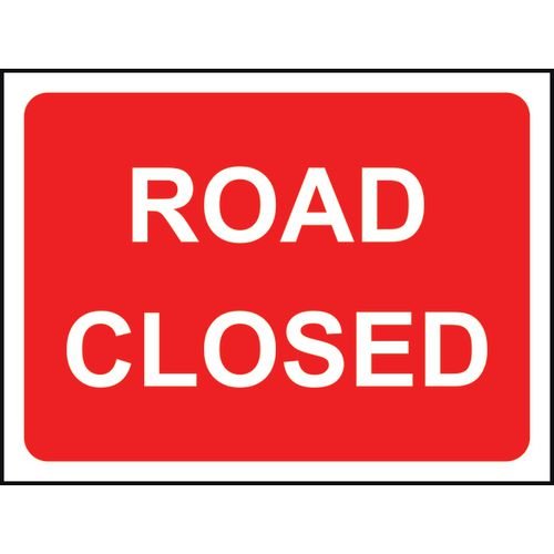 Road Closed - Classic Roll Up Traffic Sign (1050 X 750mm)