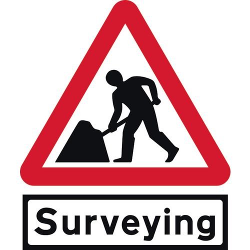 Road Works & Surveying Supp Plate - Classic Roll Up Traffic Sign (600mm Tri)