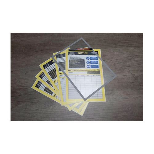 Covid-19 Cleaning Inspection Pack B A4 Magnetic Frame, 5 X Inspection Inserts, 1 X Pen