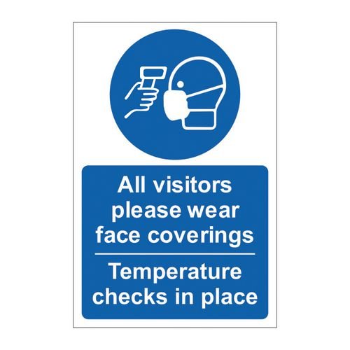 All Visitors Please Wear Face Coverings / Temperature Checks In Place - 1.2mm Recyclable Pp (200 X 300mm)
