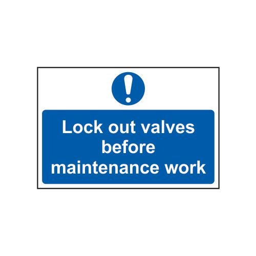 Lock Out Valves Before Maintenance Work - 1.2mm Recyclable Pp (300 X 200mm)