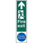 Fire Exit Man Left Arrow Up /fire Door Keep Shut - Taktyle (75 X 300 Mm)