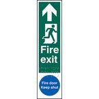 Fire Exit Man Right Arrow Up/ Fire Door Keep Shut - Taktyle (75 X 300 Mm)