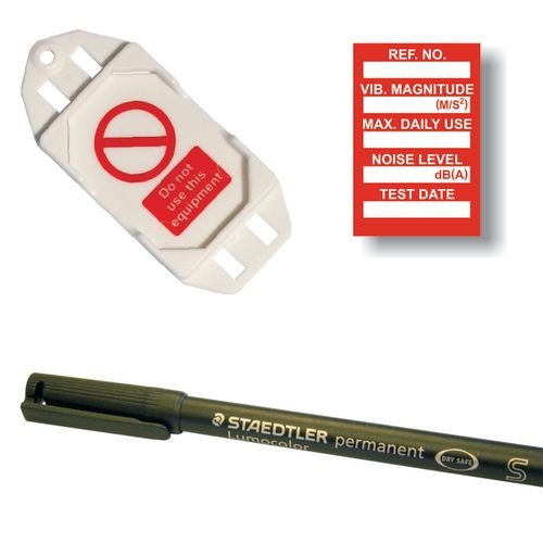 Vibration Control Mini Tag Insert Kit - Red (20 Assettag Holders, 40 Inserts, 1 Pen)