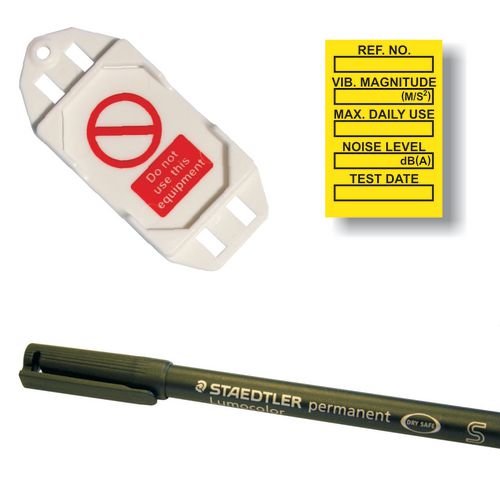 Vibration Control Mini Tag Insert Kit - Yellow (20 Assettag Holders, 40 Inserts, 1 Pen)