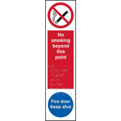 No Smoking Beyond This Point / Fire Door Keep Shut - Taktyle (75 X 300mm)