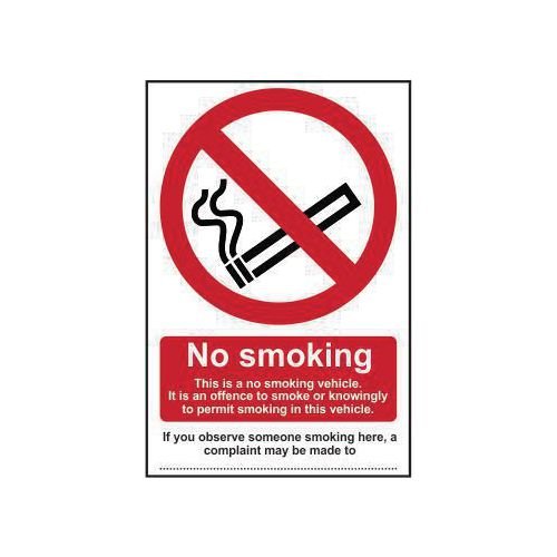 No Smoking This Is A No Smoking Vehicle  - Clg (100 X 150mm)