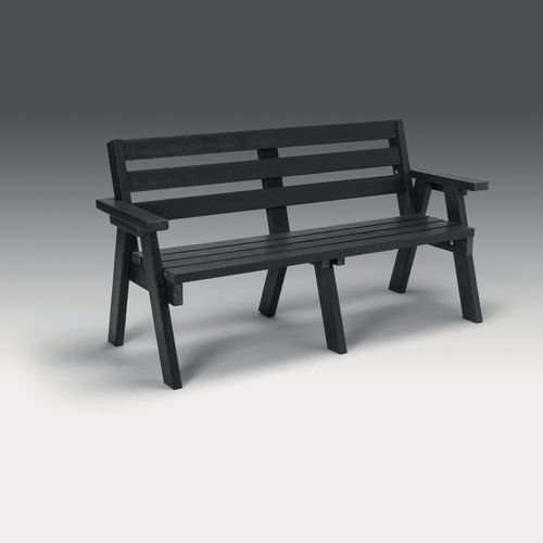 Recycled plastic 3 seater bench with armrests