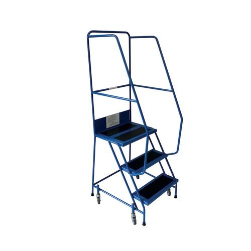 Light-Weight 3 Tread Mobile Step, Complete With Double Handrails And Pvc Covered Treads