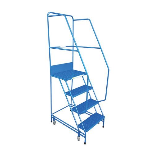 Light-Weight 5 Tread Mobile Step, Complete With Double Handrails And Punched Metal Treads