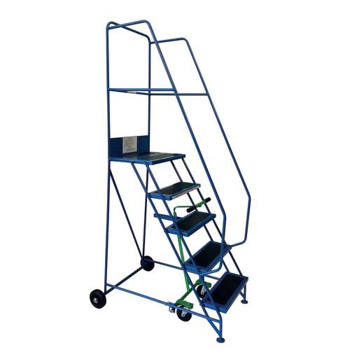 Light-Weight 5 Tread Mobile Step, Complete With Double Handrails And Pvc Covered Treads