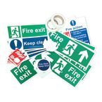 Fire Safety Signage Pack,photoluminescent, Self Adhesive Vinyl