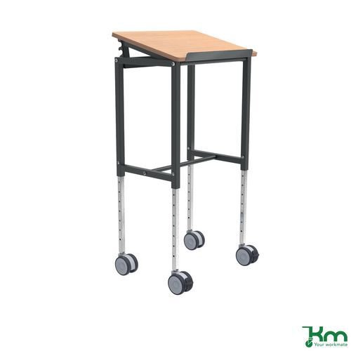 Kongamek height adjustable mobile table trolley, 600mm length, beech finish