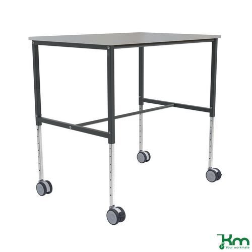 Kongamek height adjustable mobile table trolley, 1140mm length, grey finish