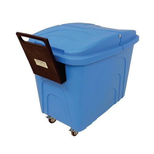 Robust rim nesting container trucks with handle and lid - blue