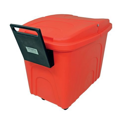 Robust rim nesting container trucks with handle and lid - red