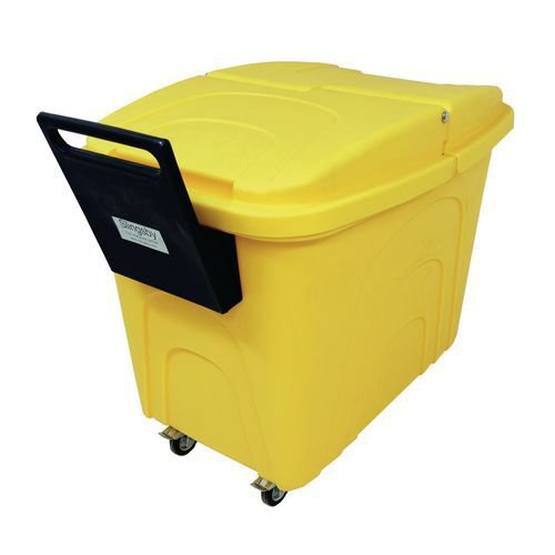 Robust rim nesting container trucks with handle and lid - yellow