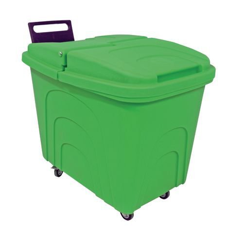 Robust rim nesting container trucks with handle and lid - green