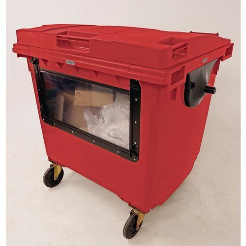 4 Wheeled bin with clear drop down front