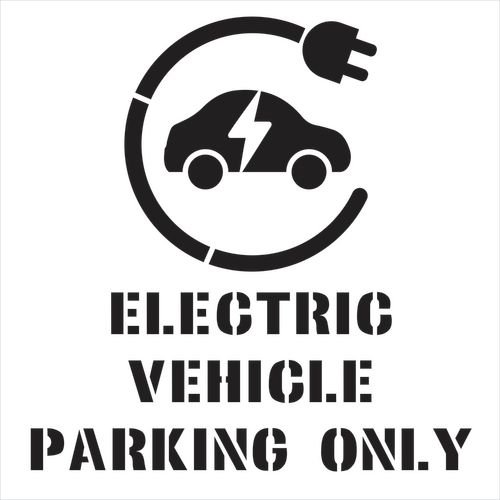 Electric Vehicle Parking Only With Symbol Stencil (1000 X 1000mm)
