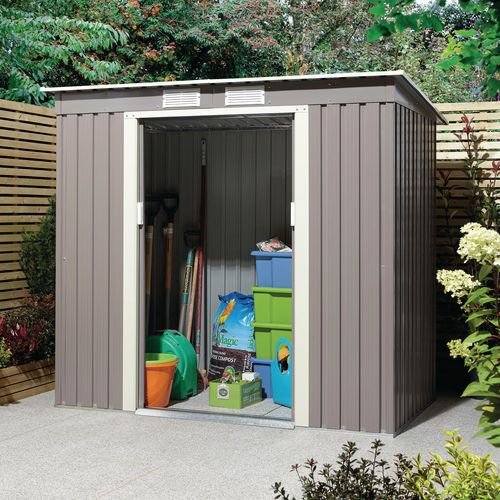 Metal garden shed store with pent roof