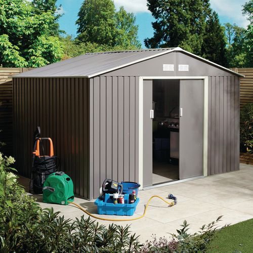 Metal garden shed store with apex roof