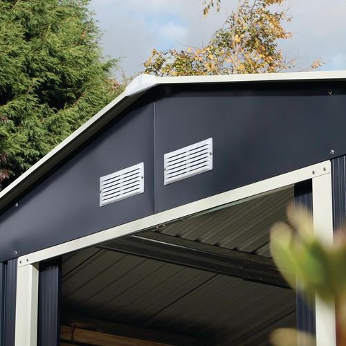 Metal garden shed store with apex roof