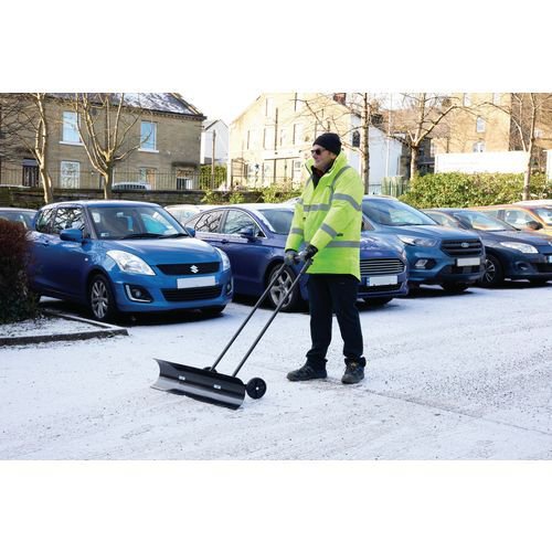 Wide Wheeled Snow Pusher Plough Black 426401