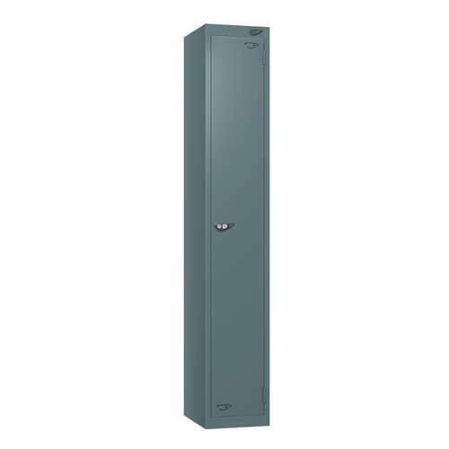 Steel Locker - Flat Top, Slate Grey Body And Door 1 Door- Cam Lock - H1800 X W300 X D380