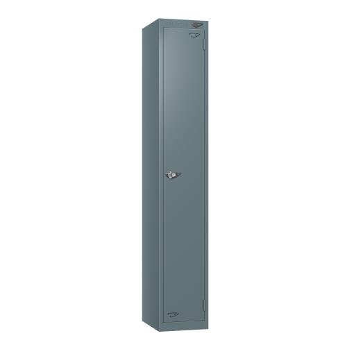 Steel Locker - Flat Top, Slate Grey Body & Door 1 Door- Hasp & Staple Lock - H1800 X W300 X D450