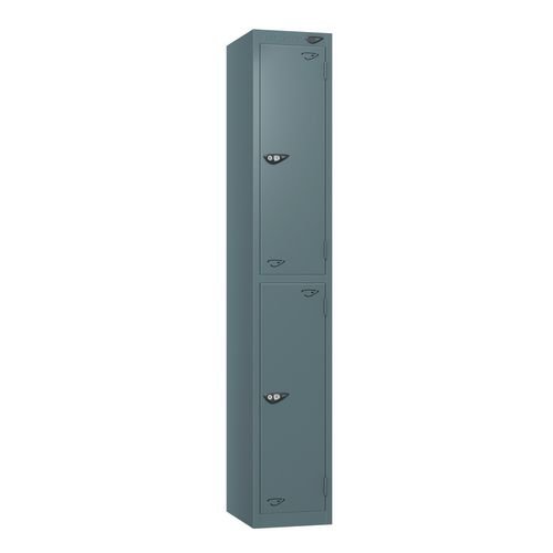 Steel Locker - Flat Top, Slate Grey Body And Door 2 Doors - Cam Lock - H1800 X W300 X D380